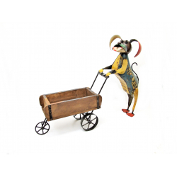 Pies z wózkiem dekoracja figurka metalowa XXL
